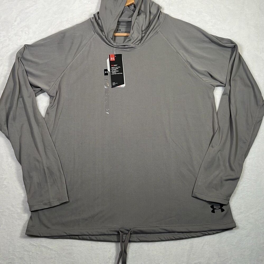 Under Armour Women's gray Heatgear Velocity Twist Hoodie-‎ women large-NWT